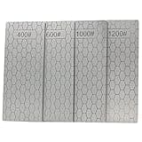 Jewboer 4 Pieces Diamond Sharpening Stone Set,Diamond Lapping Plate Coarse/Medium/Fine Grit Sharpener,400/600/1000/1200 Grit