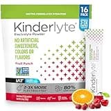 Kinderlyte Electrolyte Powder Drink Mix, Hydration Packets, No Artificial Sweeteners or Flavors, No Synthetic Dyes, Vegan, Non-GMO, Gluten Free, for Kids and Adults, Fruit Punch (16 Count)