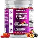 Vitamatic Prebiotic Fiber Gummies for Adults, 7G Extra Strength, Zero Sugar Added, 240 Pectin Based Gummies, Digestive Health & Regularity Support