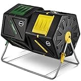 Miracle-Gro Large Dual Chamber Compost Tumbler – Easy-Turn, Fast-Working System – All-Season, Heavy-Duty, High Volume Composter with 2 Sliding Doors - (2 – 27.7gallon /105 Liter)