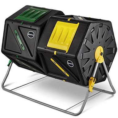 Miracle-Gro Large Dual Chamber Compost Tumbler – Easy-Turn, Fast-Working System – All-Season, Heavy-Duty, High Volume Composter with 2 Sliding Doors (2 x 27.7 gallons)