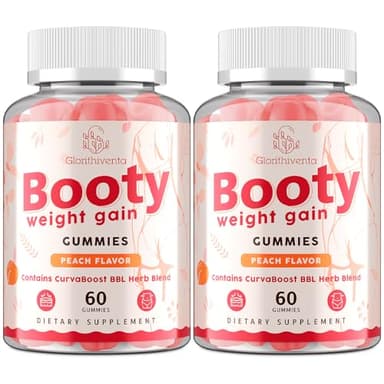 Glorithiventa Booty Gummies for Women, BBL Gummies Contains CurvaBoost BBL Herb Blend & Creatine Monohydrate for Booty, Curves & Energy, Zero Sugar, Vegan, Peach Flavor - 120 Counts