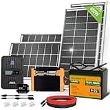 ECO-WORTHY 1.6KWH Complete Solar Panel Kit 400W 12V for RV Off Grid: 400W Solar Panels + 40A MPPT Charge Controller +12V 100Ah Lithium Battery + 1100W Solar Power Inverter + Bluetooth Module