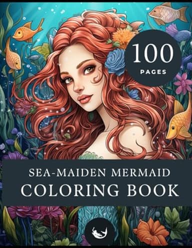 Sea-Maiden Mermaid Adult Coloring Book, 100 Pages