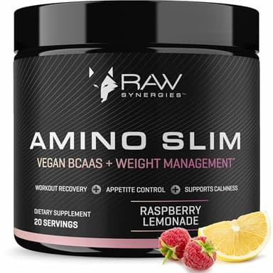 RAW Synergies Amino Slim - Slimming BCAA Weight Loss Drink for Women, Vegan Amino Acids, L-Glutamine Powder for Post Workout Recovery & Fat Burning | Daily Appetite Suppressant, Metabolism Booster