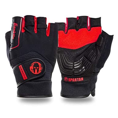Franklin Sports Spartan Race Multi 1.0 OCR Glove Pair, Black/Red - Adult X-Small