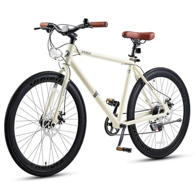 VIRIBUS Hybrid Bikes, 28 inch Mens Bike with Lightweight Aluminum Frame, 700C Vintage Retro Hybrid Bicycles 7 Speed for City Commuters, Gravel Road Adult Bicycle for Male Men