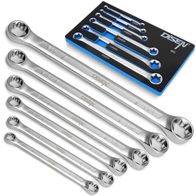 DISEN 6-Piece E-Torx Wrench Set, Double Box End Wrench Set, CR-V Steel, Spanner Set Including E6*E8, E7*E11,E10*E12, E14*E18, E16*E22 and E20*E24