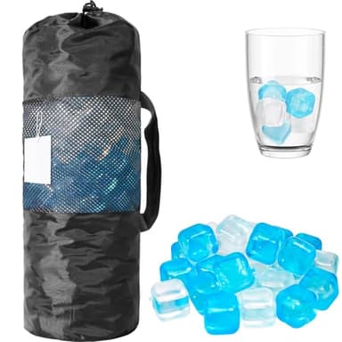 380 Pack Reusable Ice Cube for Drinks - Refreezable Plastic Ice Cubes Without Diluting BPA Free, Washable Ice Cube for Whiskey Coffee Bars Party Ice Bath Camping (Blue&Transparent, Square-380Pack)