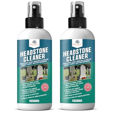 Cemetery Headstone Cleaner for Graves - Tombstone Cleaning Solution Removes Dirt, Moss, and Plant Growth - Restores & Cleans Marble, Granite, Concrete, Slate, Limestone - Protective Finish (16 Fl oz)
