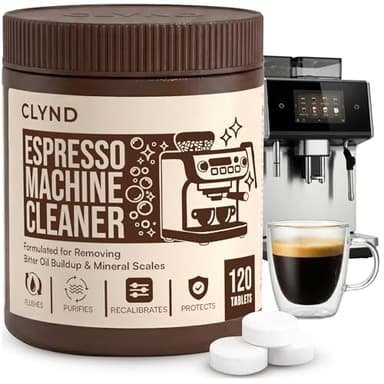 CLYND Espresso Machine Cleaning Tablets 120-Pack Portafilter Cleaner Descaler Compatible with Breville Espresso Machine, Gaggia, Delonghi, Jura, Philips Expresso Cleaning Tablets Backflush Oil Remover