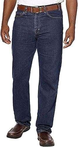 KIRKLAND Signature Men's 5-Pocket Jeans Relaxed Fit 100% Cotton Double-Seam Stitching 40x34 Blue