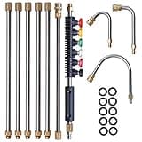 Xiny Tool Pressure Washer Extension Wand, 10 Pack Power Washer Lance with 5 Atomization Nozzle Tips,1 Gutter Cleaner Attachment Curved Rod, 1/4" Quick Connect, 4000 PSI