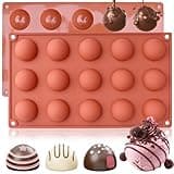 2 Pcs Chocolate Molds, 15-Cavity Semi-Sphere Non-Stick Silicone Chocolate Mold, Small Baking Baking Molds for Making Chocolate, Cake, Jelly, Mousse, Ideal Homemade Food Grade BPA Free Silicone Mold