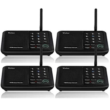 Wuloo Intercoms Wireless for Home 5280 Feet Range 10 Channel 3 Code, Wireless Intercom System for Home House Business Office, Room to Room Intercom, Home Communication System (4 Units Set, Black)