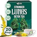 FreshDrinkUS StrongerLungs 20 Tea Bags - Mullein Leaf, Ginseng, Elderberry, Ginger & Thyme - Supports Lung Cleanse, Congestion Relief & Mucus Detox - Caffeine-Free & All-Natural