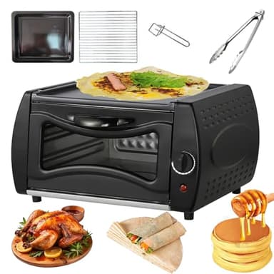 2-in-1 Electric Tandoor Oven, Roti Maker with Temperature Control, Glass Door, Bake Tray & Rack, 2100W Pizza Oven for Chapati, Naan, Lahmacun