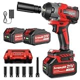 SundpeyPRO Cordless Impact Wrench 800N·m(600Ft-lbs) - 21V 1/2 Inch Brushless Electric Impact Driver with 2 * 4.0Ah Batteries - 2800RPM High Torque Cordless Impact Gun for Lug Nuts with Sockets & Case