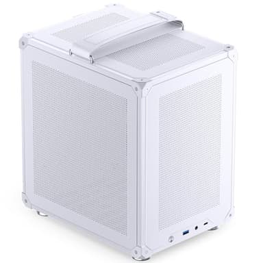 JONSBO C6-ITX White Mini ITX Handled Mesh PC Case, Simple Compact Desktop ITX Chassis, SP MB ITX/Mini-DTX, ATX Power Bite (L140mm Max.), 170mm Tower Cooler, Tool-Free Open SFF Case, White