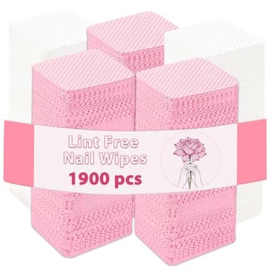 LNDIEHS 1900Pcs Lint Free Nail Wipes, Nail Supplies Nail Polish Wipe, Pads Gel Nails No Lint Naile Glue Wipes Super Absorbent Soft Non-Woven for Fingernail Polish Remover Eyelash Extensions Nail Art