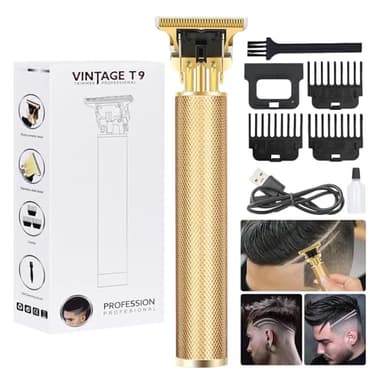 Premium Cordless Beard and Hair Trimmer for Men, Professional T-Blade Zero Gapped Rechargeable Grooming Kit, 4 Adjustable Limit Combs, Ideal Gift for Him, Unmatched Precision Luxury Care