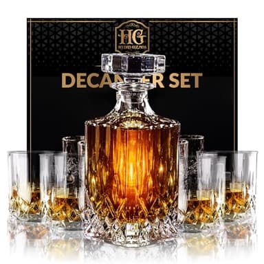Luxury Gift For Men – Whiskey Decanter Set For Beloved Husband Or Dad Birthday Gift – 4 Whiskey Glasses And Decanter Set Is a Great Gift Idea for Whisky, Bourbon, or Scotch lovers