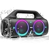 YIER Portable Bluetooth Speakers, 80W Peak Wireless Outdoor Speaker with Subwoofer, Deep Bass, IP67 Waterproof, 100dB Loud Party Speakers for Camping, Beach, Garage
