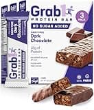 Grab1 Sugar Free Protein Bars, Dairy Free Dark Chocolate (3 Pack = 12 Bars) | 12gr Protein + 4gr Fiber | Low Calorie | Zero Sugar