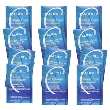Malibu C Swim Spritz Crystals - Freshly Activated Vitamin C Hair and Skin Spray for Post-Swim Chlorine Removal - 100% Vegan and Cruelty-Free (12 Packets)