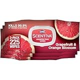 CLOROX Scentiva Disinfecting Wipes, Grapefruit and Orange Blossom, 75 Ct., Pack of 3 (Pack May vary)