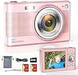 Upgrade Digital Camera, 56MP FHD 1080P Camera for Kids with 16x Zoom Anti Shake, Kid Camera with 32GB TF Card, Two Batteries, Lanyard, Compact Small Camera for Kids Boys Girls（Pink）