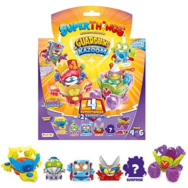 SuperThings Rivals of Kaboom - Series 9 - Guardians of Kazoom –Pack of 4 x (Includes 1 Silver Captain) and 2 x Kazoom Jets - 4/6