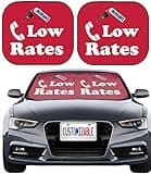 MaiZi Windshield Cover Sun Shade 2 Pieces Universal Windshield Cover Sun Shade Fits Most Coupe SUV, Coupe, Pickup Truck, Van Design for Low Rates Red Car Shade - Stay Cool and Save with Affordable R