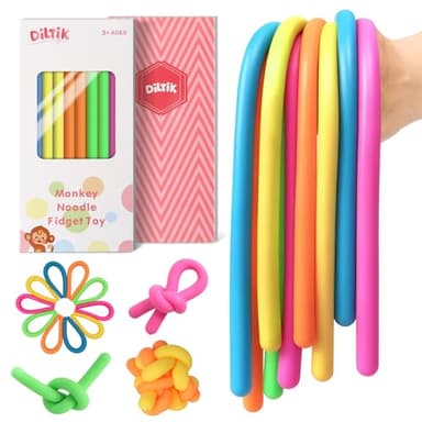 10 Pack Sensory Toys for Kids – Upgraded Extra-Thick Stretchy Sensory Strings for Autism, ADHD, Anxiety – Gift Box, Perfect Stocking Stuffers for Boys & Girls, Ideal for Travel or Classroom (Smooth)