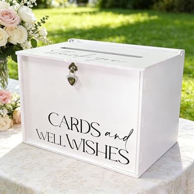 SOFARKKT Large Wedding Card Box with Lock & Slot, Elegant White Wedding Card Boxes for Reception Money Gift Envelope Cards, DIY Gift Cards Box for Party Engagement Baby Bridal Shower Table Decor