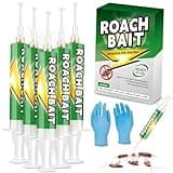 Roach Gel Bait 5 Pack - Fast-Acting Indoor Cockroach Infestation Killer for Indoor Pest Control, Targets German American Oriental Roaches, Includes Gloves and Applicator