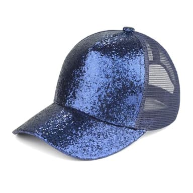 C.C Glitter Sequin Baseball Cap with Mesh (TCB-07) (Gritter-Navy)