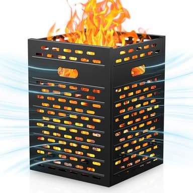 Panovue Fire Pit Burn Barrel 30 Inch 63 Gallon Ultra Thick Burn Drum for Yard Waste Incinerator Barrel Burn Cage for Outside Paper Leaf Trash Wood Backyard Bonfire