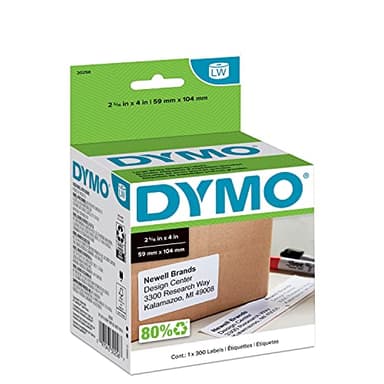 DYMO Authentic LW Large Shipping Labels DYMO Labels for LabelWriter Label Printers Print Up to 6-Line Addresses 2-5/16" x 4" 1 Roll of 300