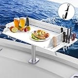 Artqiu Fishing Boat Bait Cutting Board with 360°Adjustable Rotational Stopper Rod Holder Mount Side Organizer Design and Knife Slot, Easy to Install Cleaning Station Extended Boat Fish Cleaning Table