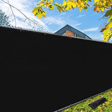 iCover 6x50ft Privacy Screen Fence, Outdoor Fencing Panels, Garden Windscreen Mesh Shade Sail Net Barrier, Include Reinforced Bindings and Brass Grommets Cable Zip Ties, Black