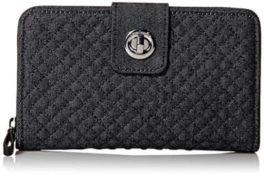 Vera Bradley Women's Denim Turnlock Wallet With RFID Protection, Denim Navy, One Size