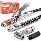 THINKWORK Grease Gun Coupler Set, Strong Lock on Greases Gun Couplers with 90° Grease Coupler Adaptor,12000 PSI Quick Release Grease Coupler Compatible with All Grease Guns 1/8" NPT Grease Gun Fitting