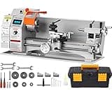 VEVOR Mini Metal Lathe Machine, 7'' x 16'', 800W Precision Benchtop Power Metal Lathe, 150-2500 RPM Continuously Variable Speed, with 3.9'' 3-jaw Metal Chuck Tool Box for Processing Precision Parts