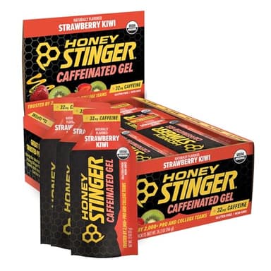 Honey Stinger Strawberry Kiwi Energy Gel | Caffeinated & Gluten Free with Organic Honey | For Exercise, Running and Performance | Sports Nutrition for Home & Gym, Pre and Mid Workout | 24 Pack