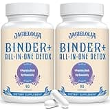 All-In-One Detox Binder Supplement 1500 MG - High Bioavailability, Liver Gut Detox Cleanse with Activated Charcoal, Zeolite & Bentonite Clay for Toxins, Liver, Digestive, 180 Vegan Capsules