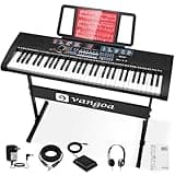 Vangoa Keyboard Piano 61 Key Full Size Keys Portable Electric Keyboards with Midi, Musical Teaching Electronic Piano Keyboards with Stand Pedal Headphone for Beginners Kids Adults Teens