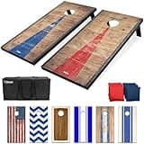 GoSports 4 x 2 ft Rustic Design Cornhole Game Set - Includes Two 4 x 2 ft Boards, 8 Bean Bags, and Carry Case