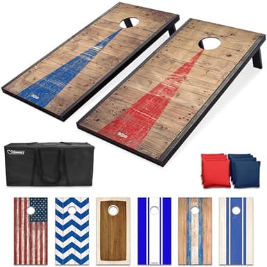 GoSports Classic Cornhole Set – Includes 8 Bean Bags, Travel Case and Game Rules (Choice of Style)