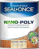 Seal-Once Nano+Poly Penetrating Wood Sealer with Polyurethane - Premium Waterproof Sealant -1 Gallon & Clear